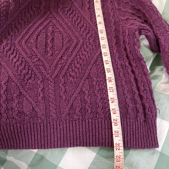 Vintage Parkhurst Turtleneck Sweater Womens Purple Cable Knit Made in Canada - Picture 5 of 7